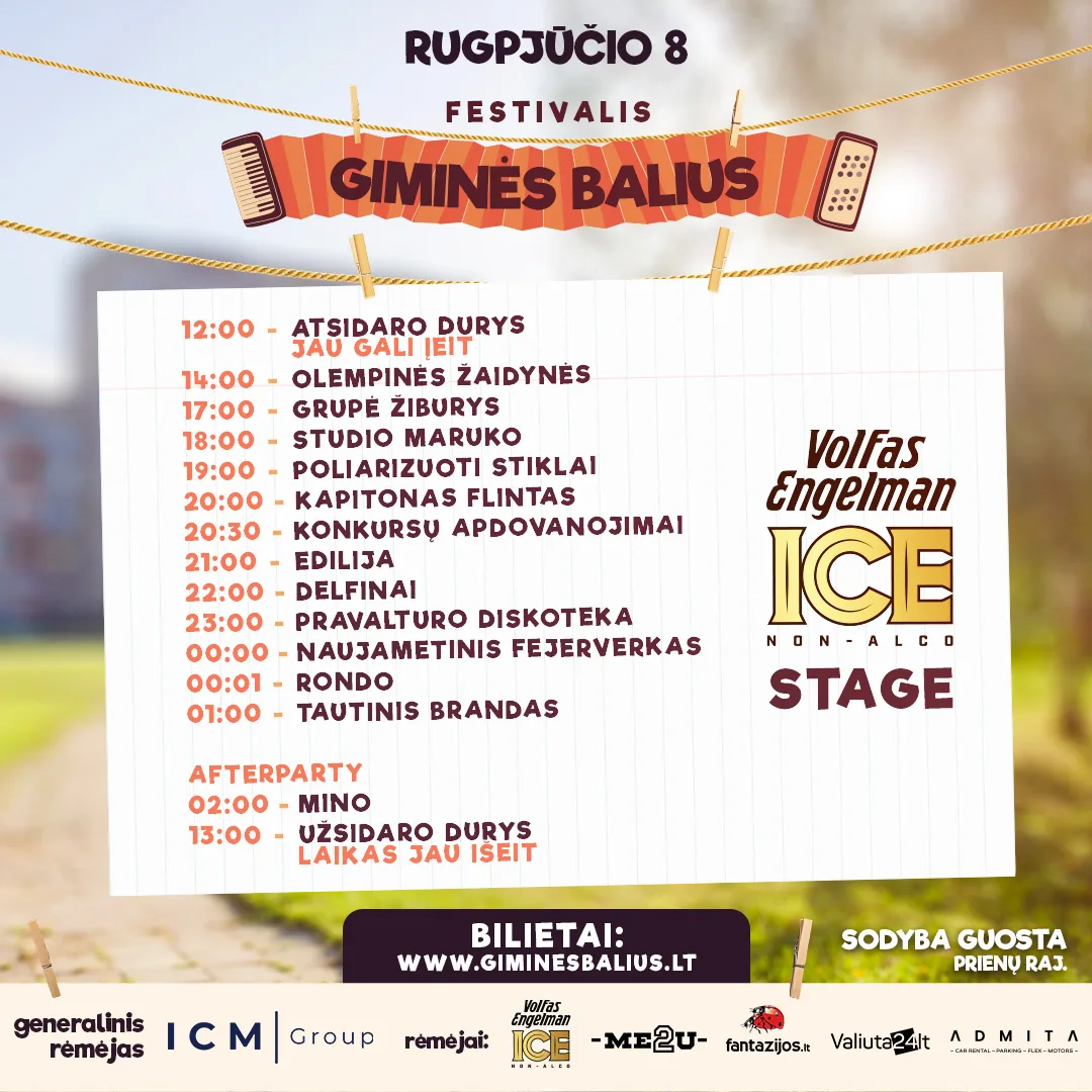 Giminės Balius 2026 festivalio programa — rugpjūčio 8 d.